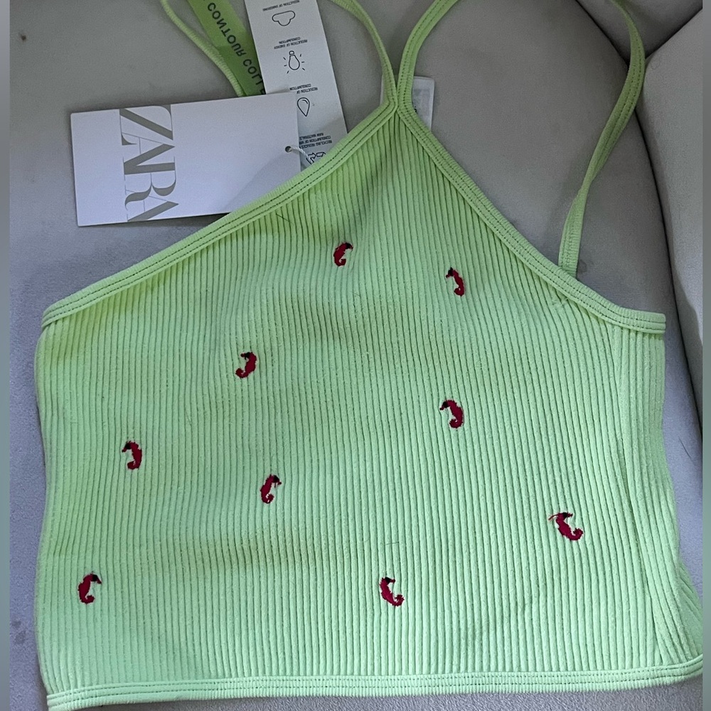Cropped Green ZARA tank top